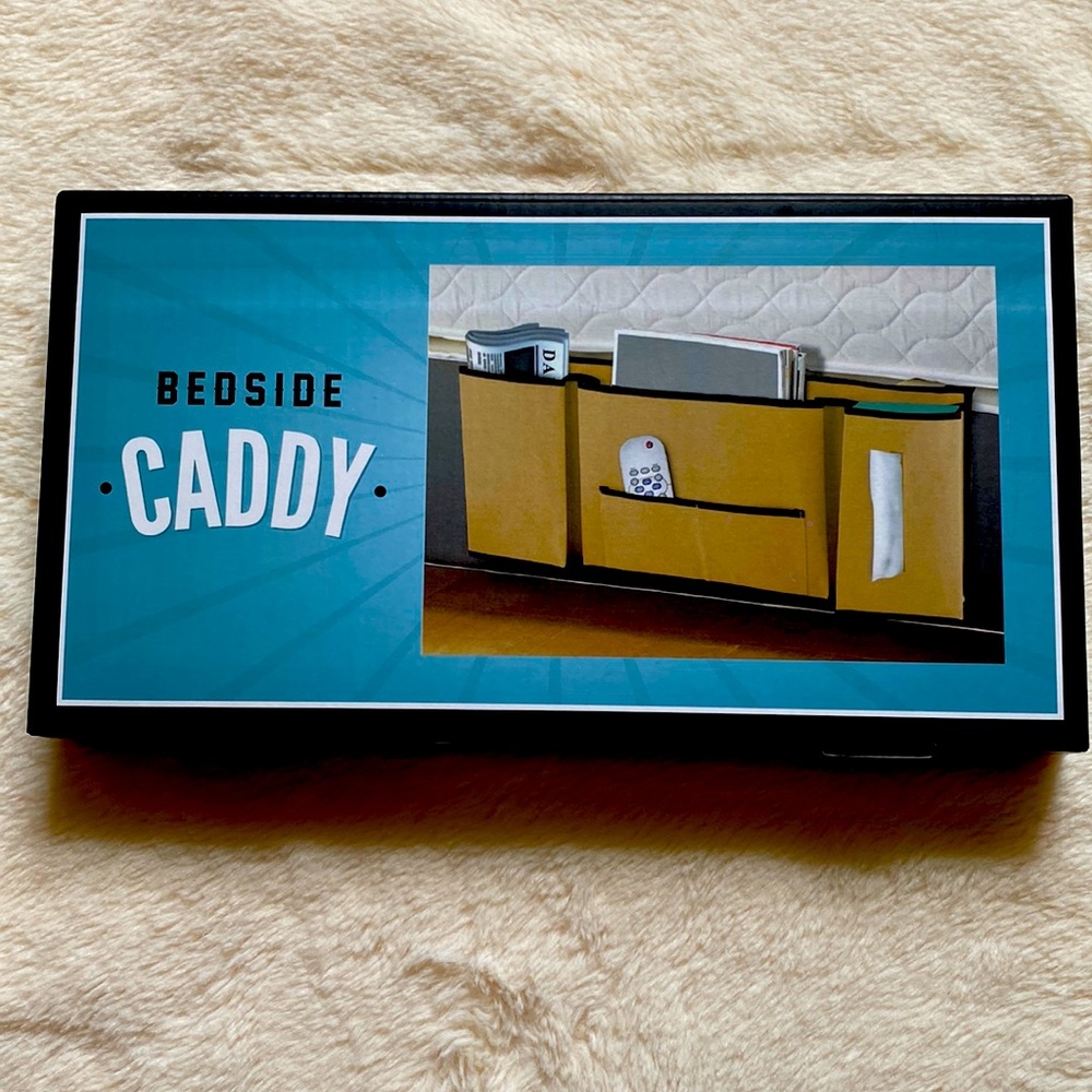 Bedside Caddy Fits Between Mattress and Box Spring, has Five Pockets in Beige